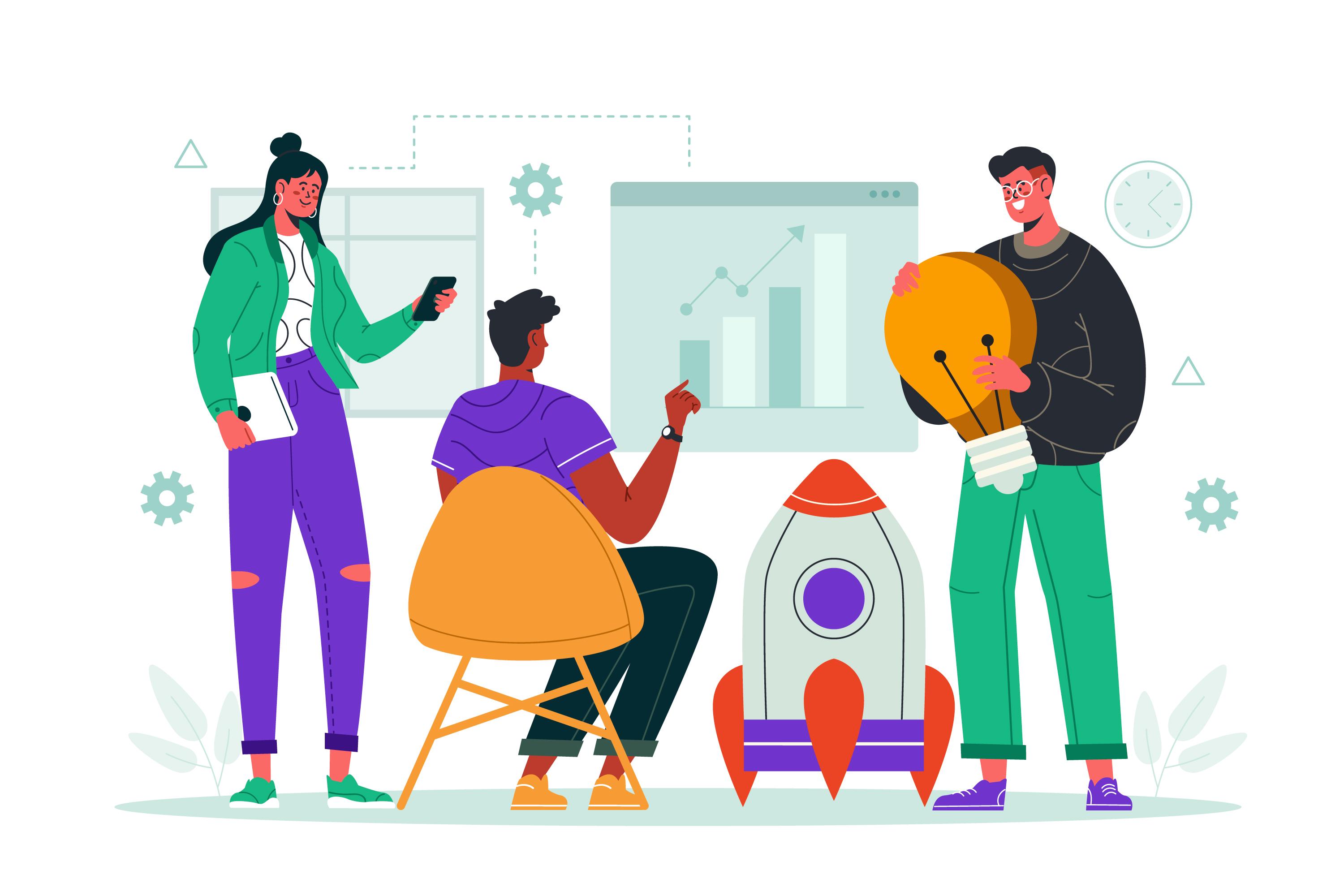 A team of experts
working on MVP development